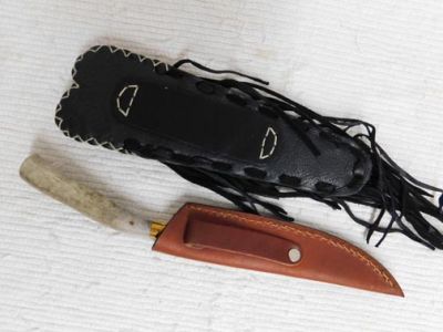 4 neck knife hand made beaded knife sheaths - Kentucky Leather