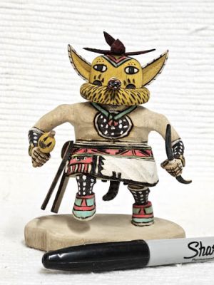 Native American Navajo Hopi Kachina Doll Fur Wooden Fox on sale Hand-Painted Decor