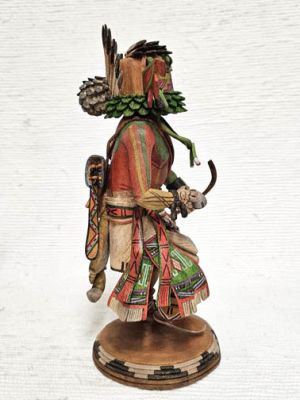 Hopi Konin Supi Kachina / Katsina Doll with shield and feathers