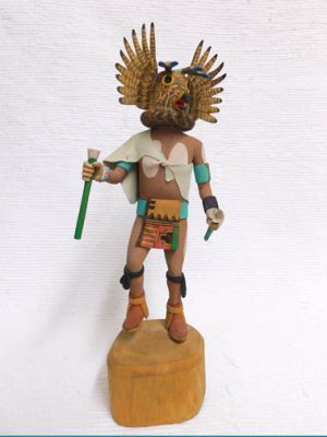 Vintage hopi wood carved flat ogre kachina, hopi mowa katsina hot doll