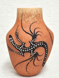 Native American Zuni Handbuilt and Handpainted Fluted Vase