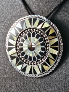 Native American Zuni Made Sunface (Zia) Pin Pendant