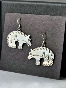 Native American Zuni Made Spirit Bear Earrings