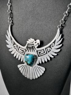 Native American Zuni Made Eagle Necklace with Turquoise 