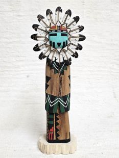 Native American Hopi Carved Sunface Kachina Sculpture (Katsina Sculpture)