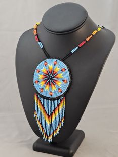 Native American Navajo Made Beaded Basket Design Necklace