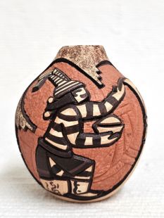 Native American Hopi Handbuilt and Handcarved Pot with Clown