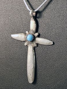 Native American Navajo Made Cross with Turquoise