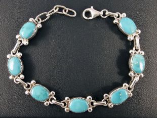 Native American Zuni Made Link Bracelet with Turquoise