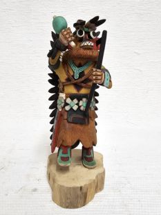 Native American Hopi Carved A'hote Warrior Katsina Doll--Yellow