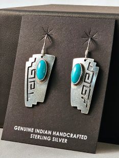 Native American Navajo Made Earrings with Turquoise