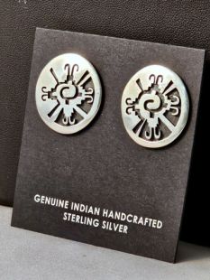 Native American Hopi Made Earrings with Emergence Symbols