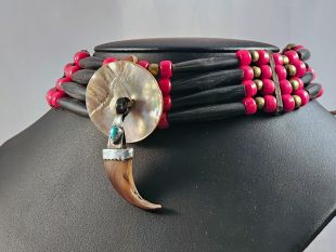 Vintage Native American Navajo Made Four-Row Choker with Bear Claw