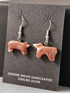 Vintage Native American Zuni Made Bear Fetish Earrings 