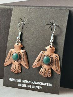 Vintage Native American Navajo Made Eagle Earrings with Turquoise