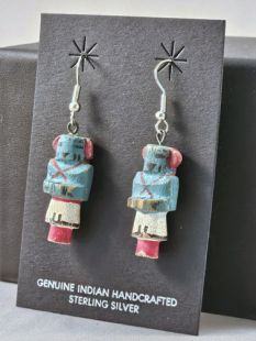 Vintage Native American Made Thunder Kachina Earrings