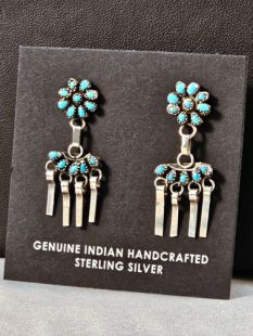 Vintage Native American Zuni Made Earrings with Turquoise 