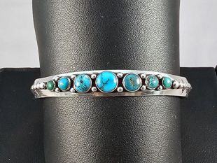 Vintage Native American Navajo Made Cuff Bracelet with Turquoise 