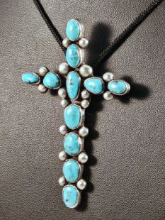 Native American Navajo Made Cross with Turquoise