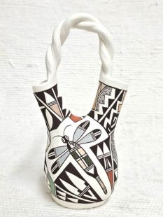 Native American Acoma Handbuilt and Handpainted Wedding Vase