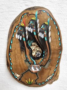 Native American Laguna Carved Longhair with Pueblo Wall Hanging Sculpture