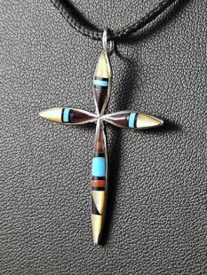 Native American Zuni Made Cross with Multistones