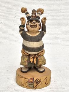 Native American Hopi Carved Clown Katsina Doll and a Mouse