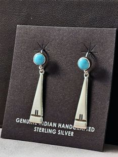 Native American Navajo Made Earrings with Turquoise 