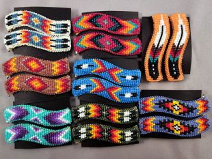 Native American Hopi Made Beaded Barrettes--Curved