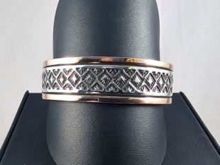 Native American Navajo Made Sterling Silver and Copper Cuff Bracelet