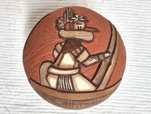 Native American Hopi Handbuilt and Handcarved Seed Pot with Hummingbird