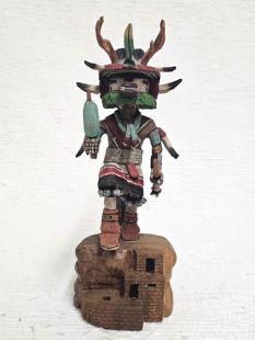 Native American Hopi Carved Deer Dancer Kachina Doll (Katsina Doll)