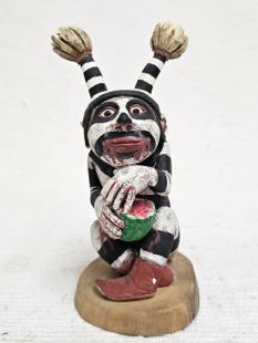 Native American Hopi Carved Clown Katsina Doll Eating Watermelon