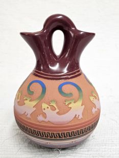 Native American Navajo Red Clay Wedding Vase with Lizards