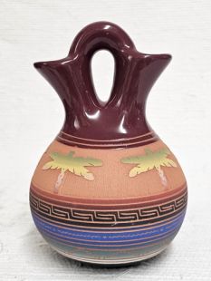 Native American Navajo Red Clay Wedding Vase with Dragonflies