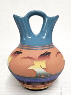 Native American Navajo Red Clay Wedding Vase with Eagles