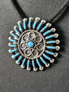 Native American Zuni Made Pin/Pendant-with Turquoise