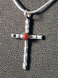 Native American Navajo Made Cross with Coral