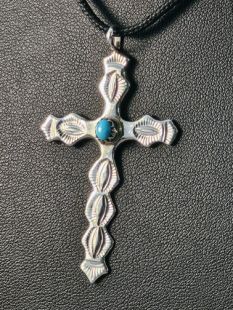 Native American Navajo Made Cross with Turquoise