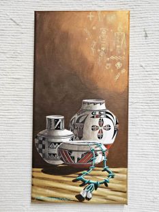 Native American Made Pots and Petroglyphs Painting