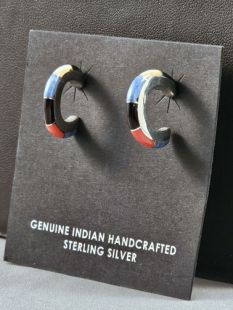 Native American Zuni Made Earrings with Multistones