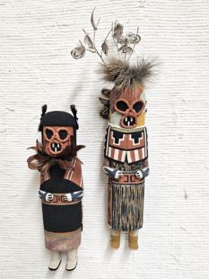 Old Style Hopi Carved Maasaw and Maasaw Mana Traditional Death Katsina Dolls
