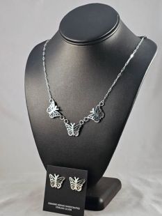 Native American Hopi Made Butterfly Necklace and Earrings