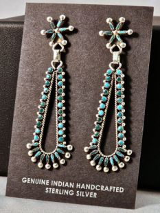 Vintage Native American Zuni Made Earrings with Turquoise