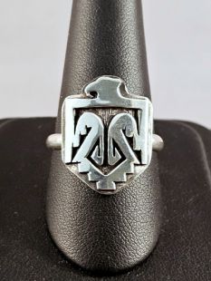 Native American Hopi Made Overlay Ring with Eagle