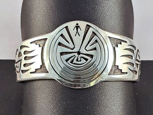 Native American Hopi Made Cuff Bracelet--Man in the Maze