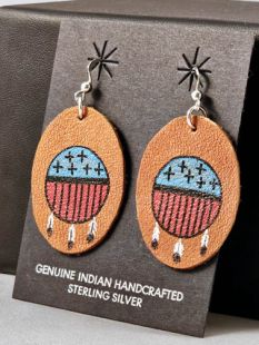 Native American Cherokee Made War Shield Earrings