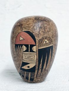 Native American Hopi Handbuilt and Handpainted Pot with Eagles 