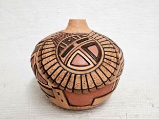 Vintage Native American Hopi Handbuilt and Handcarved Pot