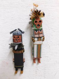 Old Style Hopi Carved Maasaw And Maasaw Mana Traditional Death Katsina 